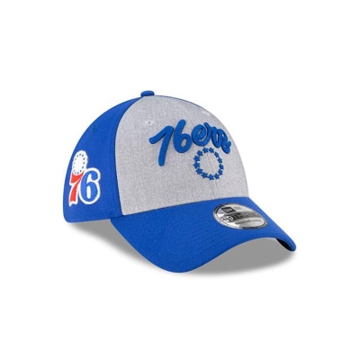 Blue Philadelphia 76ers Hat - New Era NBA NBA Draft 39THIRTY Stretch Fit Caps USA0124639